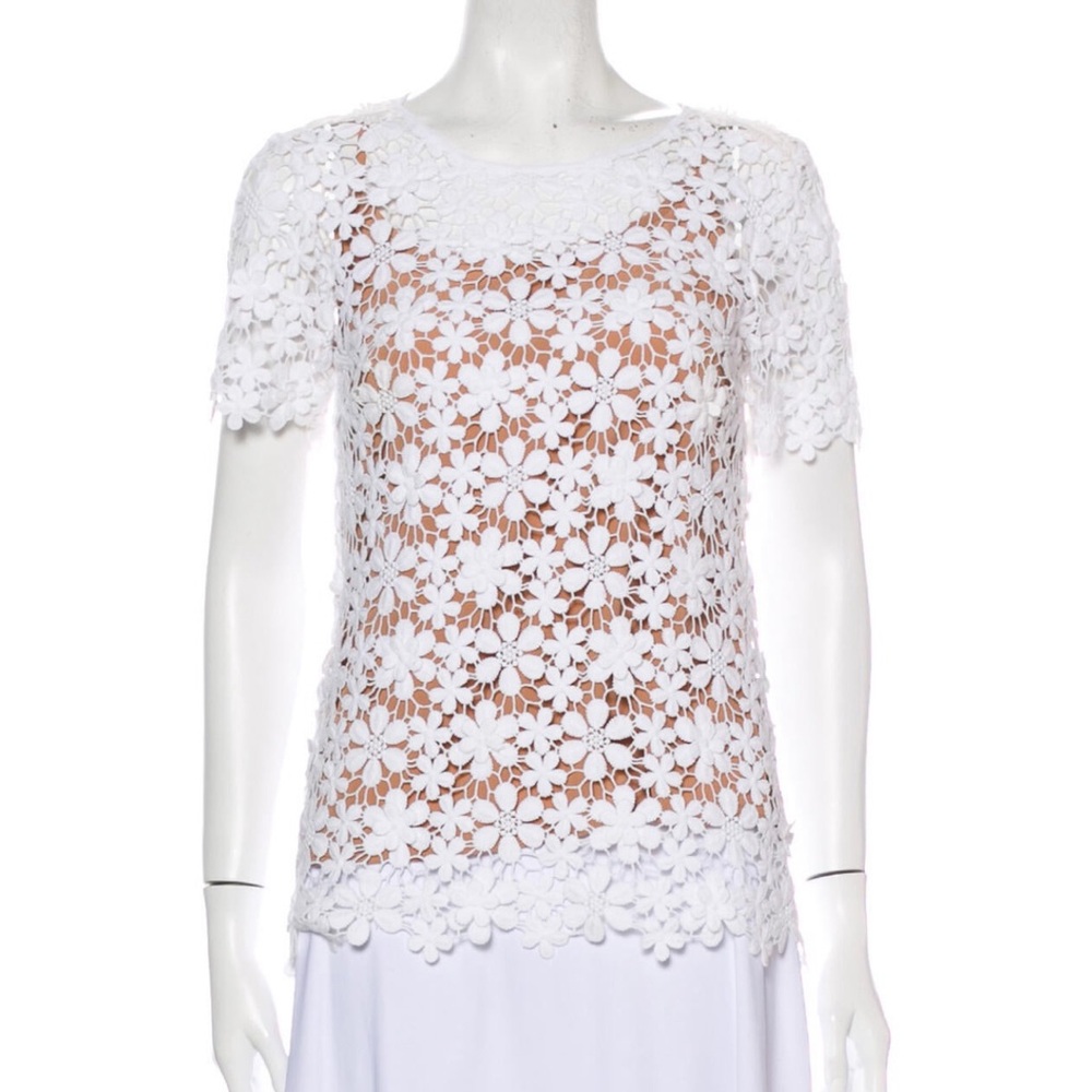 NEW Michael Michael Kors Lace Pattern Scoop Neck Top Size XXS
